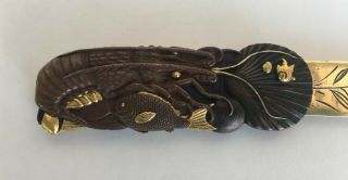 Fine Japanese Meiji Page Turner Gold Bronze Silver Lobster Fish Crab Mixed Metal