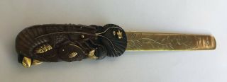 Fine Japanese Meiji Page Turner Gold Bronze Silver Lobster Fish Crab Mixed Metal 6