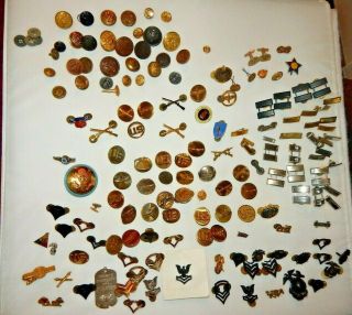 Large Group Asst Us Military Pins,  Buttons Army,  Navy,  Air Force,  Marines