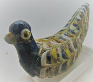 Scarce Ancient Phoenician Glass Mosiac Bird Bead 1000 - 500bce