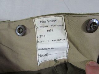 Vtg 50s 1951 Vogue Australian Military Trouser Pant 37x35.  5 Korean War Wool 5