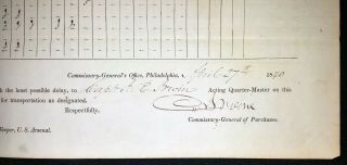 1840 2ND U.  S.  ARTILLERY REG Fort Niagara - Rochester - Buffalo NY SUPPLY DOCUMENT 6