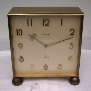 Vintage Semca 8 Eight Day Swiss 7 Jewels Partners Clock Swiss Brass Double Dial