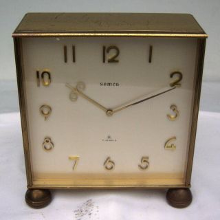 Vintage Semca 8 Eight Day Swiss 7 Jewels Partners Clock Swiss Brass Double Dial 2