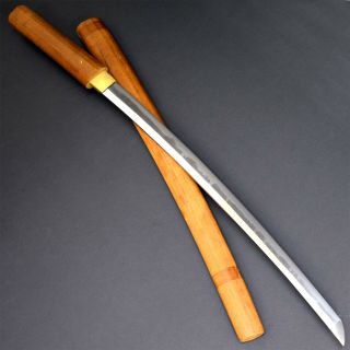 Authentic Nihonto Japanese Katana Sword Wakizashi W/shirasaya Hitatsura Hamon Nr