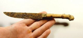 Ancient Viking Era Iron Knife With Bone Handle - Top / Rare Artifact