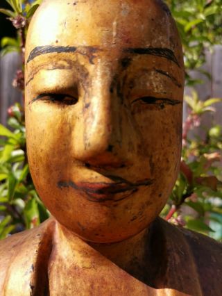 Estate Old Chinese18th Gold Gilt Wood Carved Buddha Asian China 5