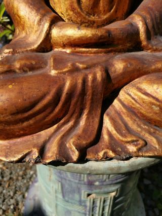Estate Old Chinese18th Gold Gilt Wood Carved Buddha Asian China 7