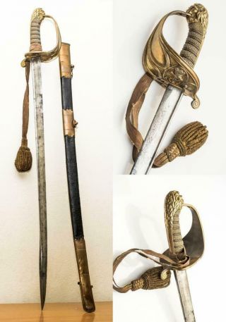 1800s British Royal Navy Office Sword Dudley Grand Parade & Scabbard & Knot