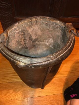 Early Painted Leather Fire Bucket Fire J.  H.  JACOCKS No 4 6