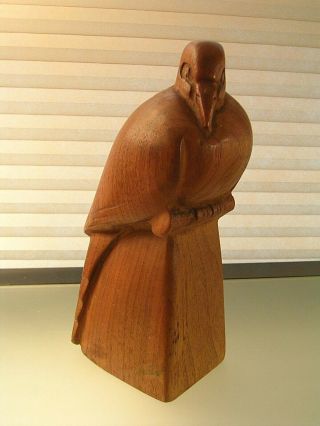 Vintage Bird Sculpture Mid Century Modern Art Deco Style Hand Carved Wood 2