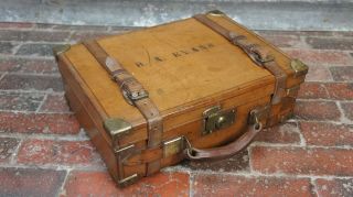 Magnificent Antique English Thick Oak Lined Cartridge Case 2