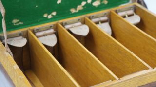 Magnificent Antique English Thick Oak Lined Cartridge Case 6