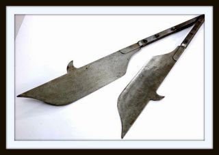 Antique 15th C.  Style French Voulge Polearm Ax Halberds (sword Dagger)