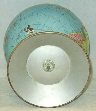 Old Walt Disney / Rand McNally Metal World Globe w/ Characters & Soviet Union 12