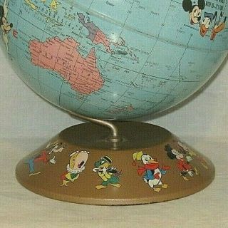 Old Walt Disney / Rand McNally Metal World Globe w/ Characters & Soviet Union 6