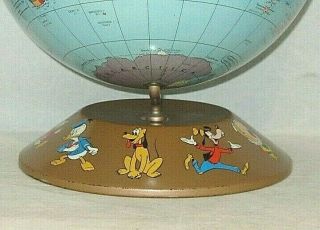 Old Walt Disney / Rand McNally Metal World Globe w/ Characters & Soviet Union 9