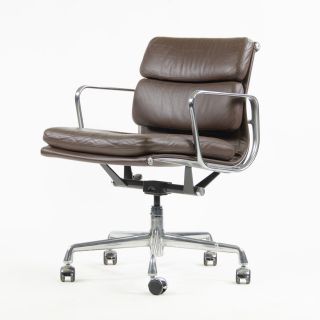 Eames Herman Miller Soft Pad Aluminum Group Chair Brown Leather 2000 