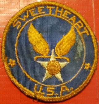 Vintage Wwii Army Air Corps Sweetheart Homefront Patch.