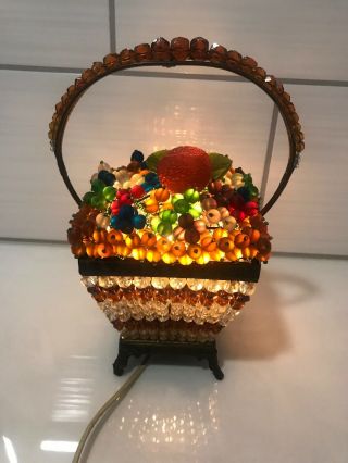 Antique Czech Czechoslovakia Colored Glass Fruit Basket Lamp