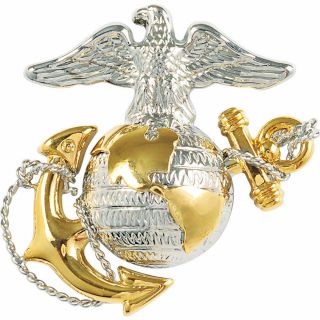 Marine Corps Officer Dress Hat Badge Gold And Silver