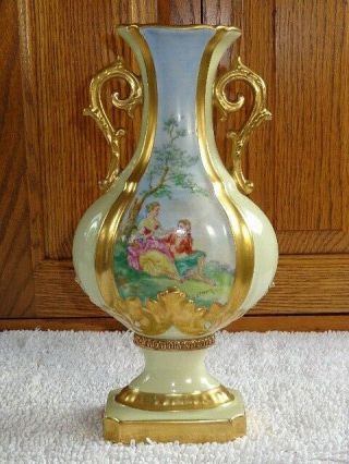 Antique SEVRES French Porcelain Pair Bolted Handpainted HP Vases Signed Lenoir 9