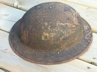 Rare WWI IDed Helmet US Marine Corp Hand Painted Soldiers Name Italy France 1917 8
