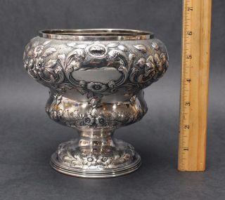 Antique Late 19thc Je Caldwell & Co Hand Repousse Pure Coin Silver Vase,  Nr
