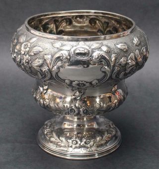 Antique Late 19thC JE Caldwell & Co Hand Repousse Pure Coin Silver Vase,  NR 2