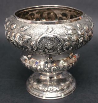 Antique Late 19thC JE Caldwell & Co Hand Repousse Pure Coin Silver Vase,  NR 5