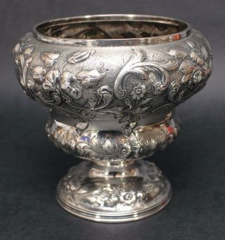Antique Late 19thC JE Caldwell & Co Hand Repousse Pure Coin Silver Vase,  NR 7