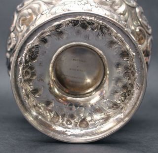 Antique Late 19thC JE Caldwell & Co Hand Repousse Pure Coin Silver Vase,  NR 9