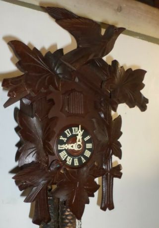 Rare Unusual German Black Forest Us Zone 2 Birds Hand Carved Cuckoo Clock
