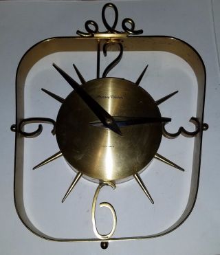 Phinney Walker 8 - Day " Floating " Brass Clock - Mid Century Styling -