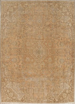 Antique Geometric Muted Persian Oriental Area Rug Hand - Knotted Distressed 8 