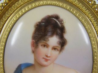 Antique 1800 ' s Portrait Miniature Porcelain Plaque Painting Madame Recamier yqz 5