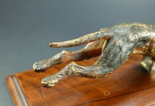 Very Rare Antique German Desk Paper Holder Jumping Dog Cold Painted Bronze 1800s 10