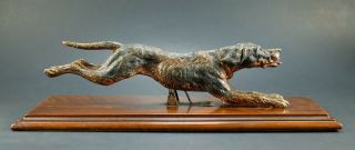 Very Rare Antique German Desk Paper Holder Jumping Dog Cold Painted Bronze 1800s