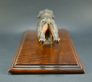 Very Rare Antique German Desk Paper Holder Jumping Dog Cold Painted Bronze 1800s 4