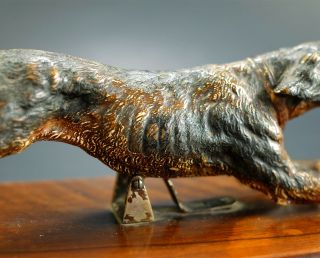Very Rare Antique German Desk Paper Holder Jumping Dog Cold Painted Bronze 1800s 9