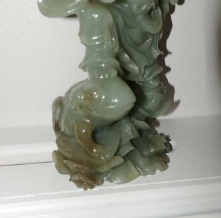 LARGE VINTAGE CHINESE JADE STATUE OF IMMORTAL STEPPING ON JIN CHAN MONEY FROG 2