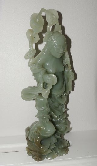 LARGE VINTAGE CHINESE JADE STATUE OF IMMORTAL STEPPING ON JIN CHAN MONEY FROG 3