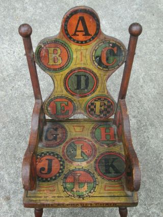 Alphabet ABC CHAIR - Victorian Color Paper Litho on Wood,  Child ' s Toy,  Bliss ? 10