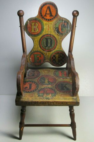 Alphabet ABC CHAIR - Victorian Color Paper Litho on Wood,  Child ' s Toy,  Bliss ? 2