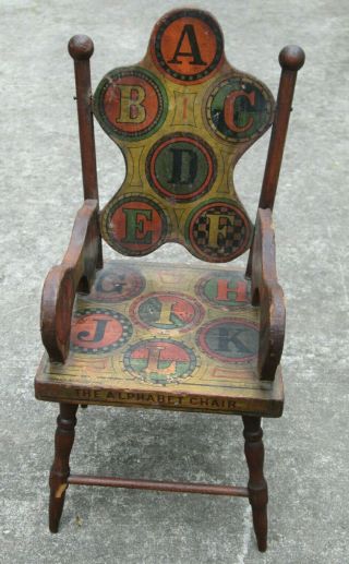 Alphabet ABC CHAIR - Victorian Color Paper Litho on Wood,  Child ' s Toy,  Bliss ? 9