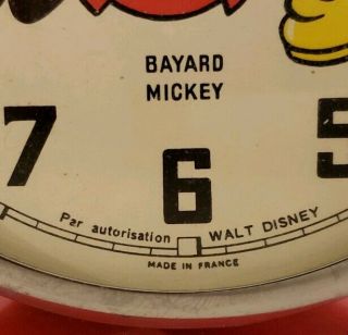 1930 ' s Bayard Mickey Mouse Mechanical Animated Nodder Wind - Up Alarm Clock France 3