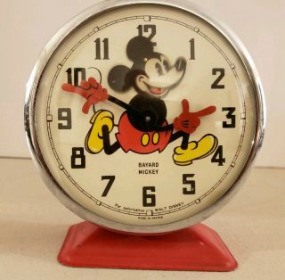 1930 ' s Bayard Mickey Mouse Mechanical Animated Nodder Wind - Up Alarm Clock France 9