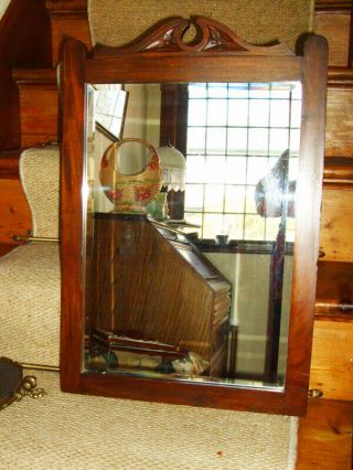 Antique Edwardian Wooden Wall Mirror.  Arts And Crafts Movement Era,  Very Heavy