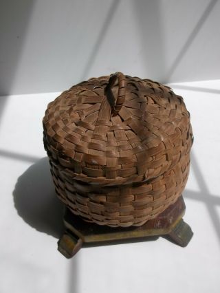 Round Sorage Basket with Lid.  N.  Georgia/South Carolina area.  1890 ' s,  no Damage. 5