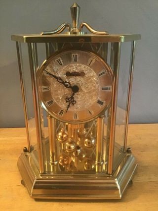 Antique Vintage Kundo 400 Day Anniversary Clock Hexagon Etched Glass